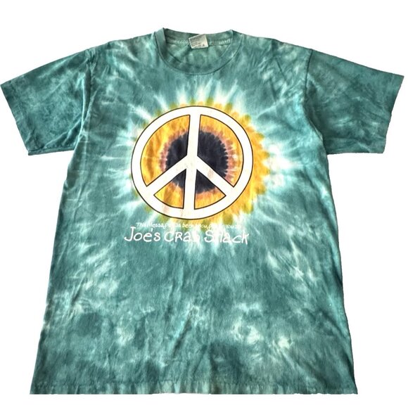 Vtg 90s Joe's Crab Shack T-Shirt XL Single Stitch Tie Dye Peace Love Sunflower - Picture 1 of 8